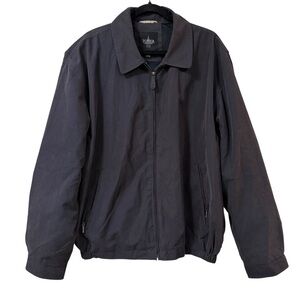 Tower by London Fog XL black microfiber golf Harrington jacket zip front pockets